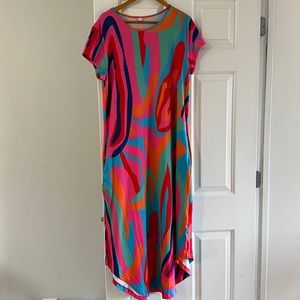 Funky Pattern Long Dress with Pockets size Large